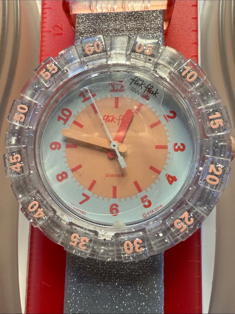 Swatch Flik Flak Swiss Kids Watch in Peach & Light Blue BRAND NEW!